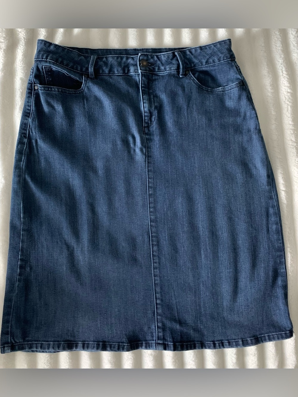 Dark Blue Denim Midi Skirt